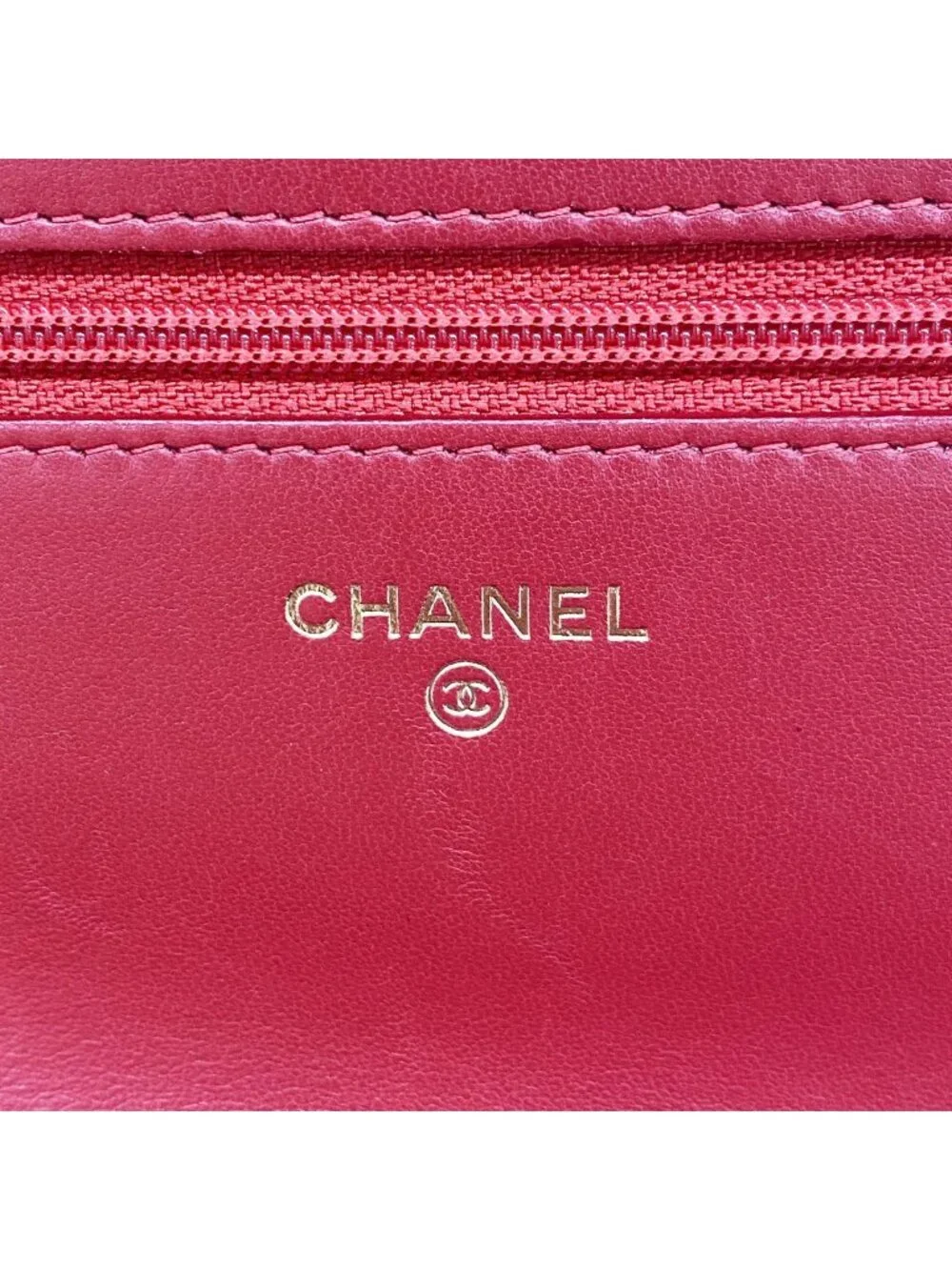 Chanel Wallet on Chain Quilted Leather Red Gold Shoulder Bag
